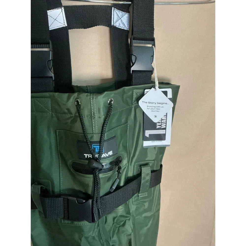 Trudave Chest Waders Kids Size 6/7 Green New Waterproof Fishing Boots Suspenders